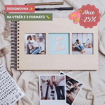 dřevěné fotoalbum s okýnky